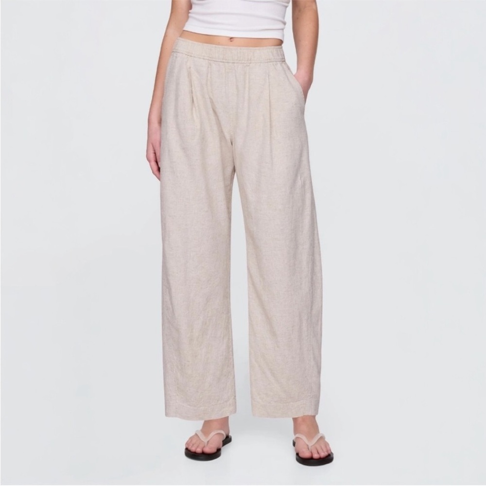GAP Women's Light Beige easy barrel Linen Pants